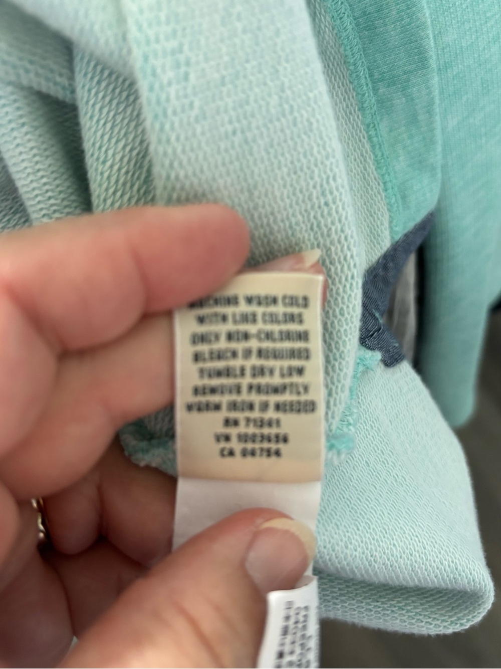 L.L.Bean Seafoam Green Pullover with Denim Trim - Picture 6 of 6